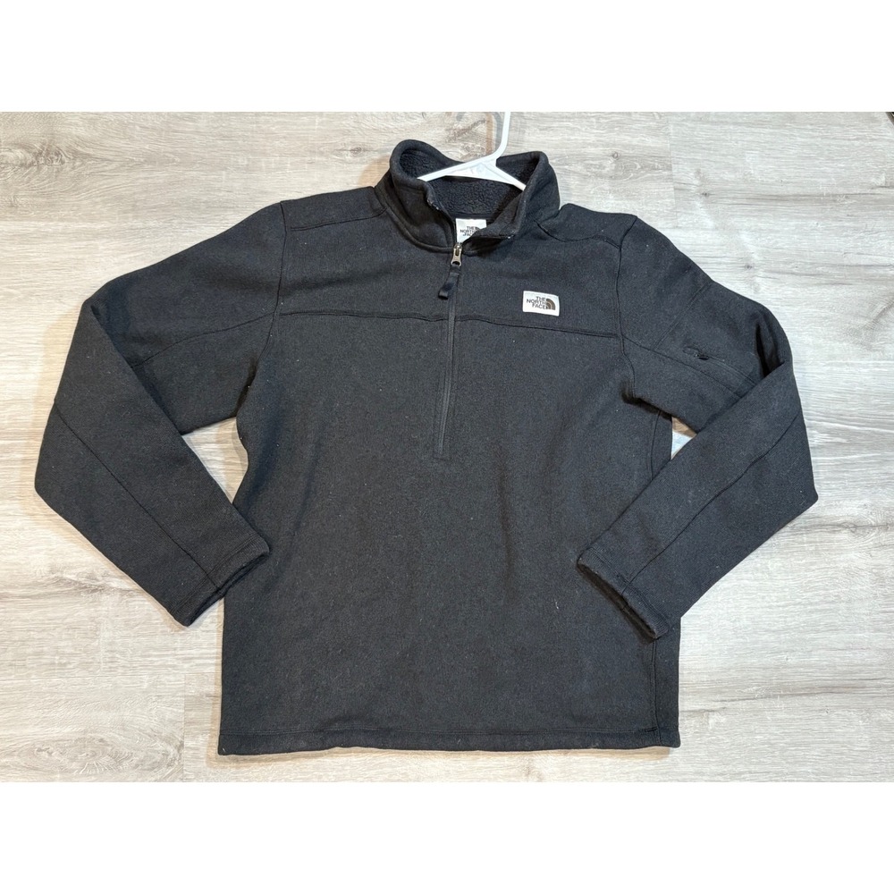 The North Face Mens Black Quarter Zip Pullover Fleece Jacket - Medium